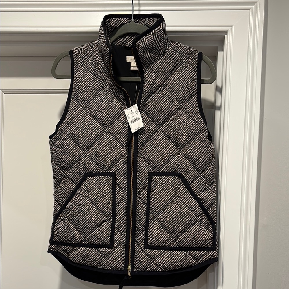 Jcrew NWT Black and White Herringbone Vest